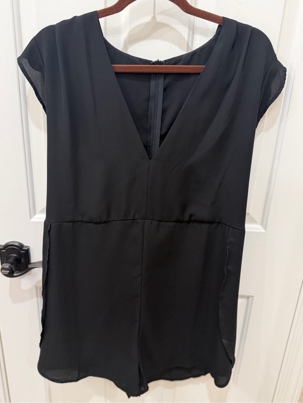 Black V-Neck Short Sleeve Romper